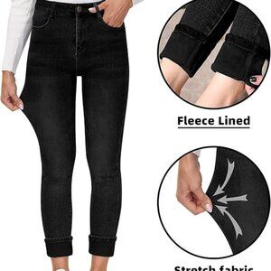 Women's Fleece Lined Jeans - Black Size 12